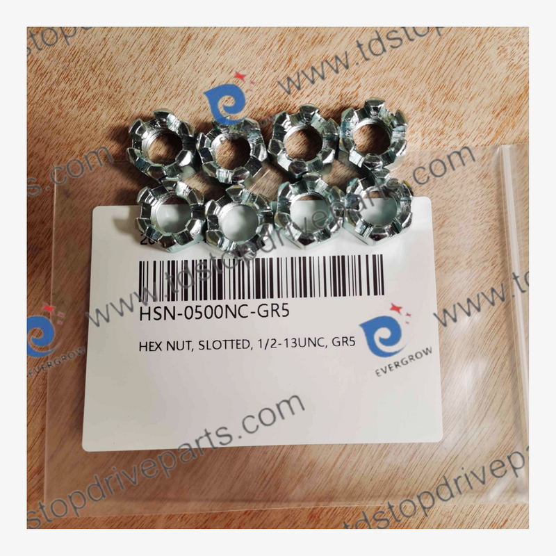 HSN-0500NC-GR5 HEX NUT, Slotted, 1/2-13UNC, GR5